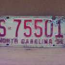 1951 North Carolina Contract Carrier Truck License Plate NC S-75501 NCB2
