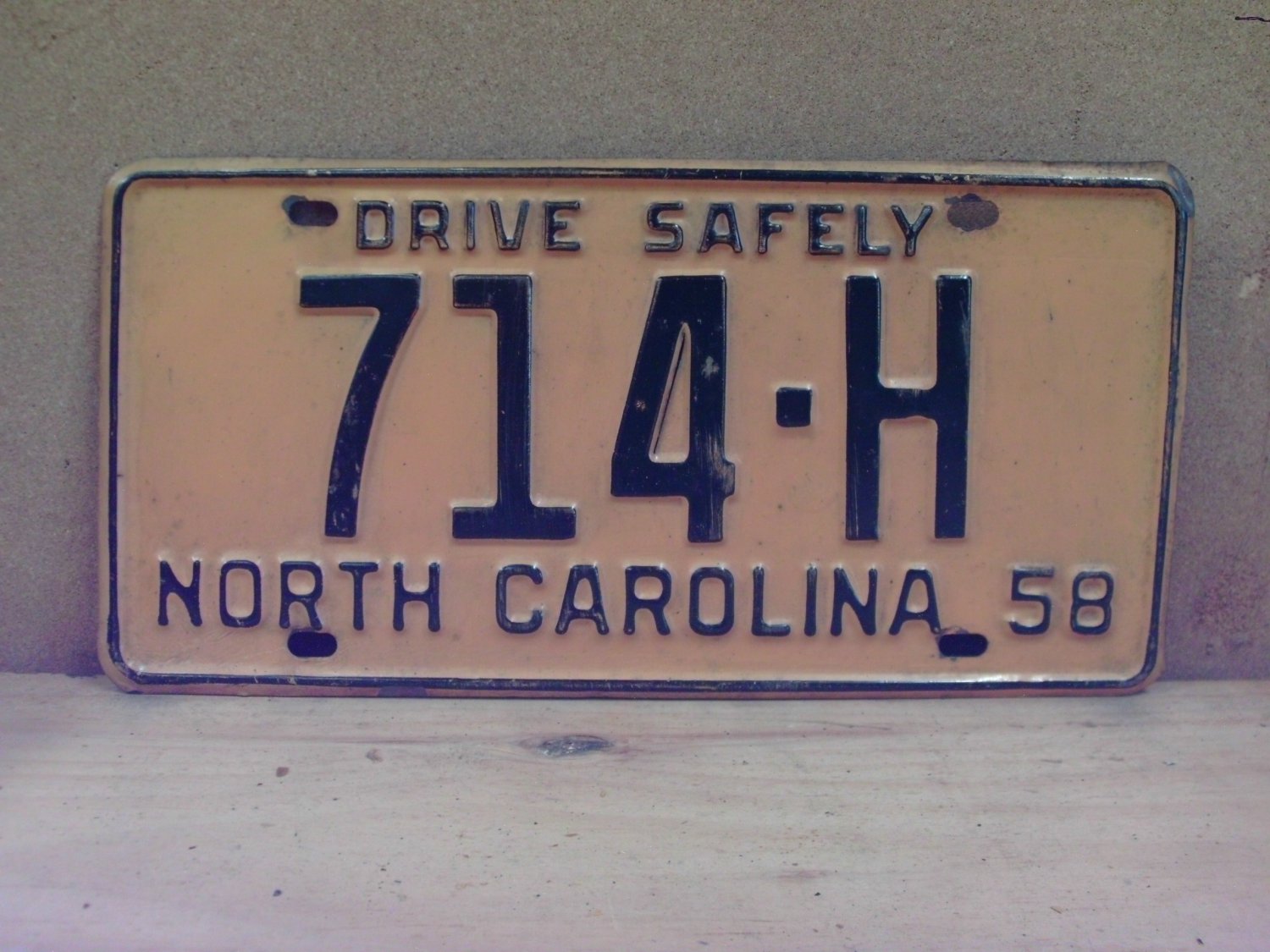 1958 North Carolina Contract Carrier Truck License Plate NC 714-H NCB2