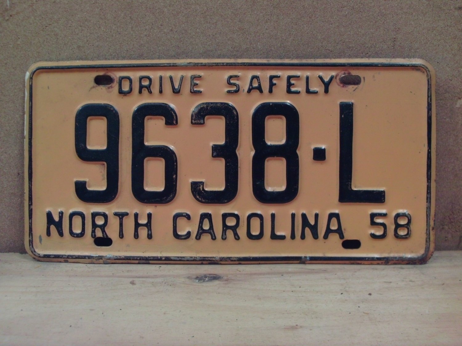 1958 North Carolina Transporter License Plate NC 9638-L NCC2