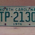 1976 North Carolina Transporter License Plate NC TP-2130 NCC2