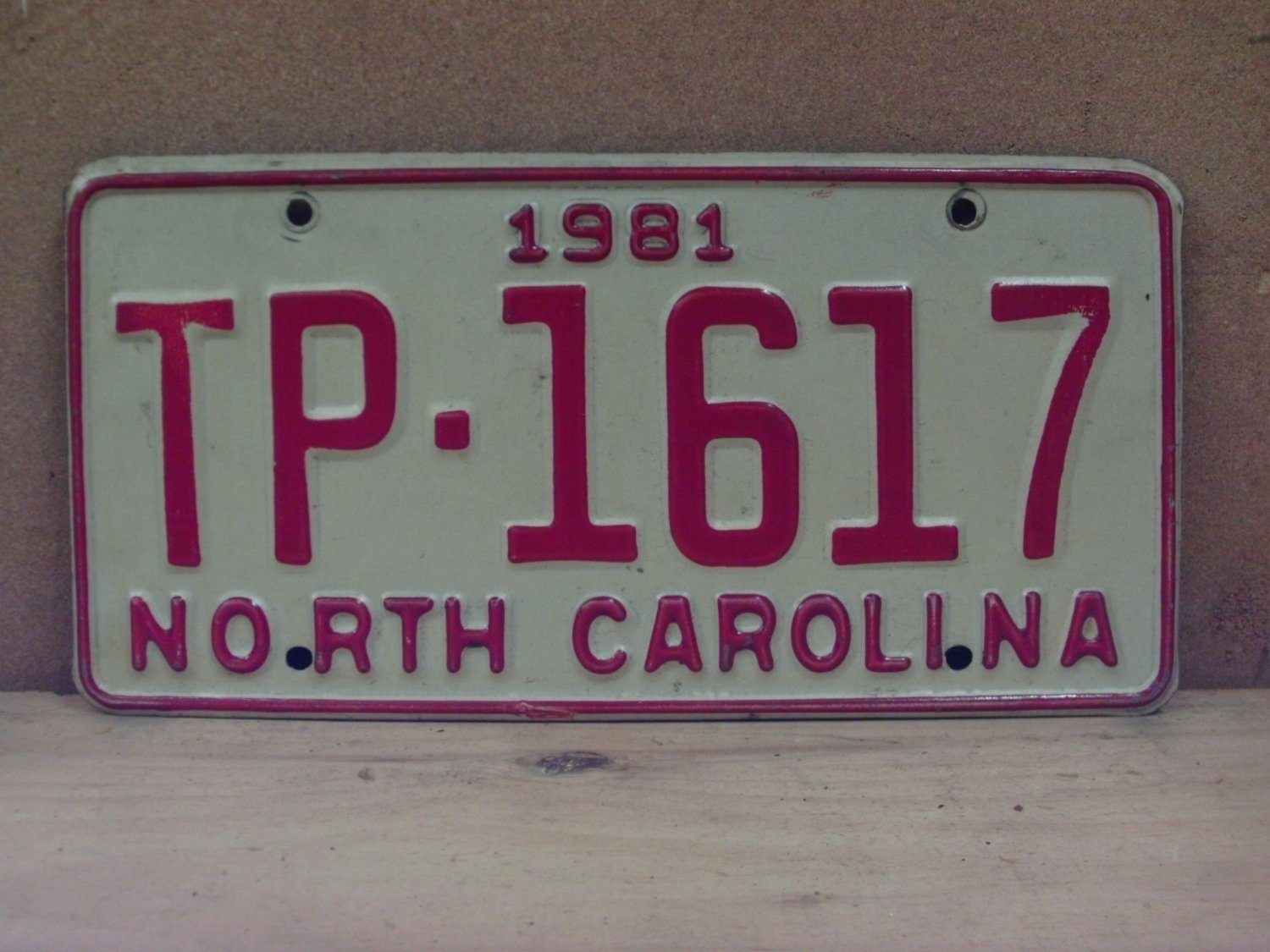 1981 North Carolina Transporter License Plate NC TP-1617 NCC2