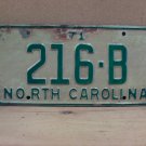 1971 North Carolina Bus License Plate Tag NC #216-B NCB4