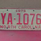 1975 North Carolina Bus License Plate Tag NC #YA-1076 NCB4