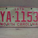 1975 North Carolina Bus License Plate Tag NC #YA-1153 NCB4