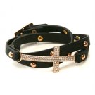 Gold/Black Cross-Stud Bracelet