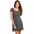 Black/White Stripe Dress-Medium