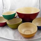 VIETNAM bamboo bowl set bowls wood salad soup blue wooden FREE SHIPPING 7 PIECE