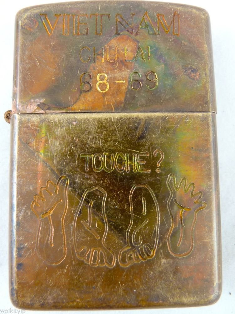 Vietnam War vintage cigarette cigarettes lighter lighters case 68 69 TOUCHE FEET