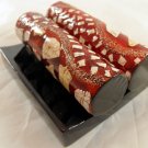 Card Deco Holder Business Art Credit One Red Wood i d Vintage Display Stand a b