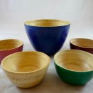 VIETNAM bamboo bowl set bowls wood salad soup blue wooden serving tray 5 PIECE 4
