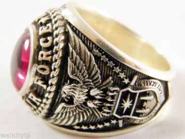 Ring Vietnam War Silver Stone Red Us Strong Men Army Ruby 925er Air Force sterl