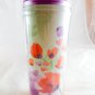 Starbucks pink Floral Travel Tumbler Coffee 16oz Watercolor Mug 2015 Water Color