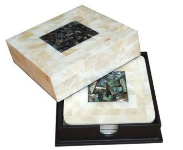 Vai Kiet Blue White Mother of Pearl Coaster