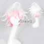 Anime Layered Hair Stylish Short White Mixed Pink Cosplay Wig + Free Wig Cap New