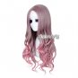 75CM Lolita Mixed Pink Style Long Curly Purple Cosplay Lady Anime Hair Wig + Cap