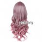 75CM Lolita Mixed Pink Style Long Curly Purple Cosplay Lady Anime Hair Wig + Cap