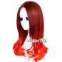 Cosplay Hair Long Dark Brown Mixed Red Curly Anime Girls Party Wig + Wig Cap