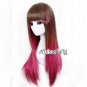 Stylish Fancy Party Long Straight Brown Mixed Dark Red Cosplay Hair Wig + Bang
