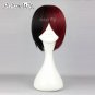 Black Mixed Red Short Straight Anime Cosplay Hair Wig + Wig Cap