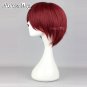 Black Mixed Red Short Straight Anime Cosplay Hair Wig + Wig Cap