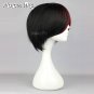 Black Mixed Red Short Straight Anime Cosplay Hair Wig + Wig Cap