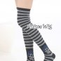 Lolita Stripe Pattern Grey Hosiery Thigh High Socks Stockings New Stylish