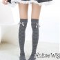 Grey Warm Color Hosiery Thigh High Socks Stockings Fashion Striped Pattern