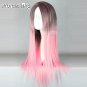 Lolita Black Mixed Pink Long Straight Anime Women Girls Cosplay Hair Wig