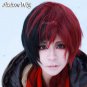 Original Short Black Mixed Wine Red Anime Cosplay Hair Full Wig + Free Wig Cap