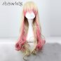 Macross F Sheryl Nome Blonde Mixed Pink Long Curly Anime Cosplay Hair Wig