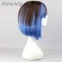 Lolita Brown Mixed Blue Medium Straight Anime Women Cosplay Party Hair Wig