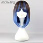 Lolita Brown Mixed Blue Medium Straight Anime Women Cosplay Party Hair Wig