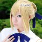Halloween Gift Fate Zero Saber Straight Blonde Cosplay Hair Wig With Bun Design