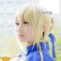 Halloween Gift Fate Zero Saber Straight Blonde Cosplay Hair Wig With Bun Design