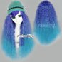 Halloween Gift Long Curly Dark Blue Mixed Green Anime Cosplay Hair Full Wig