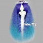 Halloween Gift Long Curly Dark Blue Mixed Green Anime Cosplay Hair Full Wig