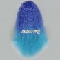 Halloween Gift Long Curly Dark Blue Mixed Green Anime Cosplay Hair Full Wig