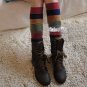 Fashion Stripe Design Knit High Knee Leg Warmers Leggings Socks 4 Colors