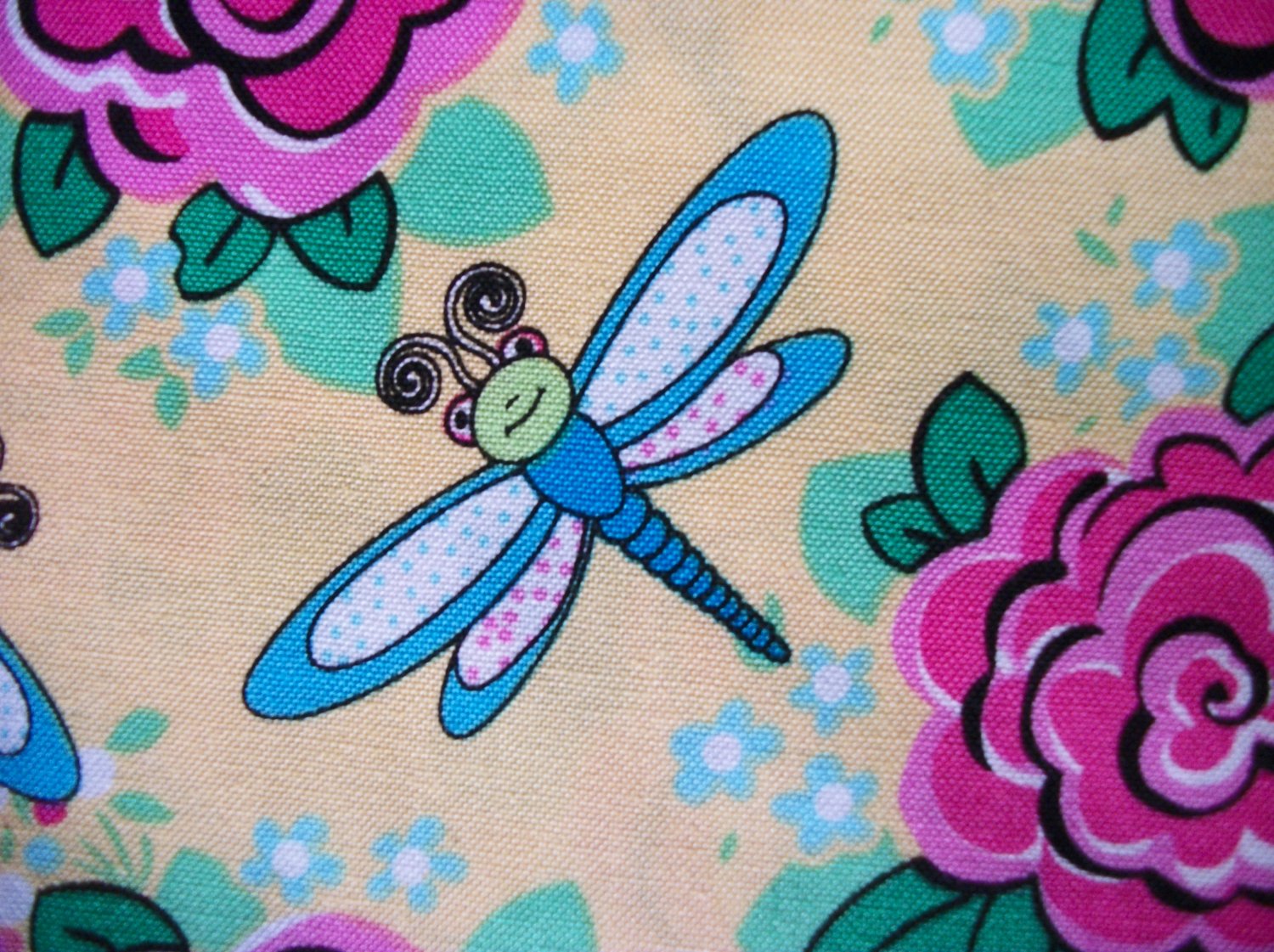 BTY Dragonflies on Yellow Cotton Fabric - By the yard Sewing supplies