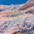 White double tier lace with Peach Satin ribbon - DIY Craft Supplies
