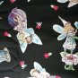 Fairies on Black Cotton Fabric - Half Yard sewing supplies