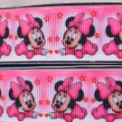 Pink Minnie Mouse Printed Grosgrain Ribbon 1"(25mm)/DIY Hair bows/5yards