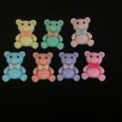 Resin Soft Colored Pastel Cabochon Flat Back Teddy Bears/Kids Gift/DIY bows