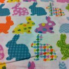Easter Bunnies on white Cotton Fabric/Sewing craft supplies/Apparel Fabric/Quilt 100% Cotton Fabric