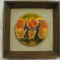 "MOTHER & DAUGHTER DANCING AT SUNSET" ENAMEL PICTURE IN WOOD FRAME ISRAEL ART