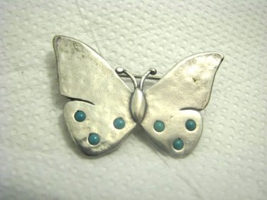 BUTTERFLY Didae 925 silver Turquoise Brooch by Shablool Silver Jewellery, Israel