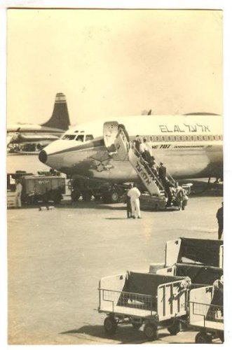 EL AL PLANE AIRPORT BOEING 707 REAL PHOTO PC 1950'S