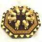 GORGEOUS ANTIQUE ASIAN CARVED CAMEL BONE & INCRUSTED WOOD LIONS ~ FOOTED