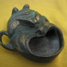 Very Old ART DEMON GREENISH BRASS CIGARETTE ASHTRAY ISRAEL