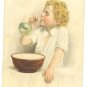 SWEET "GIRL BLOWING BUBBLES" COLOR PC 1923 PALESTINE